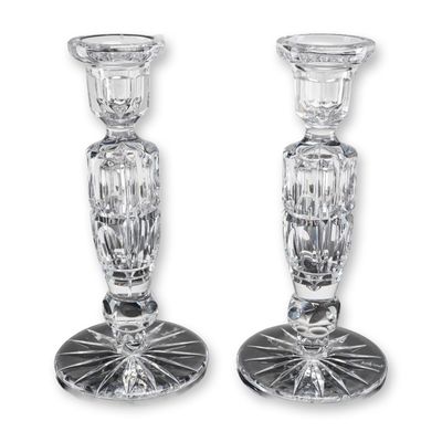 Sale Photo Thumbnail #83: A Pair of REXX Full Lead Hand Cut Cameo Crystal Candlesticks