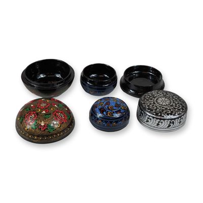 Sale Photo Thumbnail #158: A Trio of Burmese Hand Decorated Lacquerware Boxes