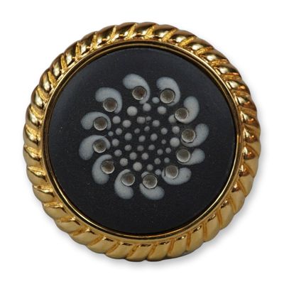 Sale Photo Thumbnail #303: Gold Plated Wedgwood Black Jasperware Ceramic Medallion Brooch