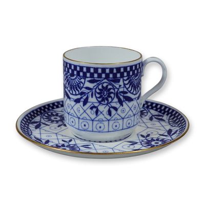 Sale Photo Thumbnail #403: Wedgwood Blue and White Transfer Printed Aesthetic Movement Bone China Cup and Saucer