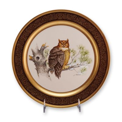 Sale Photo Thumbnail #281: Pickard China Limited Edition Great Horned Owl Porcelain Plate by James L. Lockhart