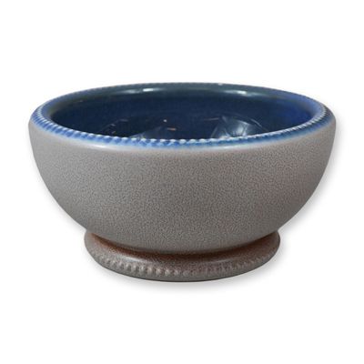 Sale Photo Thumbnail #262: Wedgwood Norman Wilson Footed Bowl with Cobalt Blue and Crackle Glaze