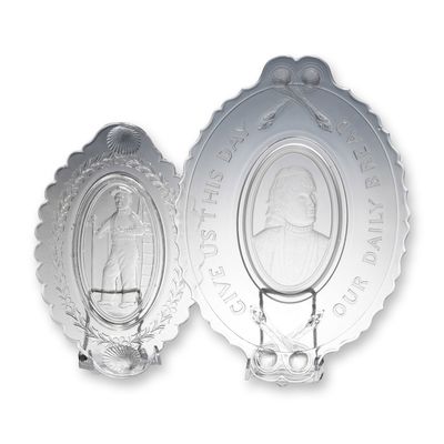 Sale Photo Thumbnail #381: 2pc Early American Pattern Glass Commemorative Trays