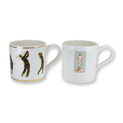 Sale Photo Thumbnail #114: 2pc Wedgwood Bone China Golf-Themed Mugs