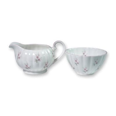 Sale Photo Thumbnail #285: 2pc Royal Tuscan Cream and Sugar Set, Pink Floral