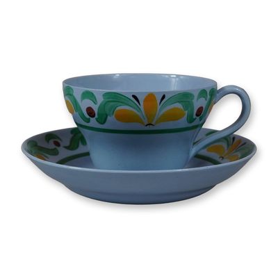 Sale Photo Thumbnail #96: 2pc Wedgwood Hand-Painted Earthenware Cup and Saucer Set with Floral Band