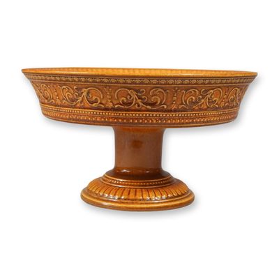 Sale Photo Thumbnail #398: Wedgwood Ochre Glazed Earthenware Pedestal Compote Bowl