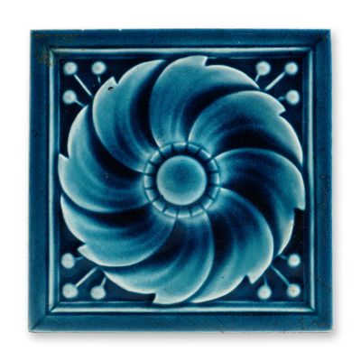 Sale Photo Thumbnail #461: Victorian Figural Floral Ceramic Tile
