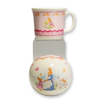 Sale Photo Thumbnail #336: 2pc Royal Doulton Bunnykins Sweet Hearts Mug and Money Bank