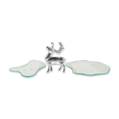 Sale Photo Thumbnail #210: 3pc Swarovski Silver Crystal Reindeer Figurine with Ice Floe Display Bases