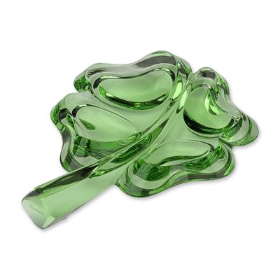 Sale Photo Thumbnail #84: Moser Green Crystal Four-Leaf Clover Paperweight