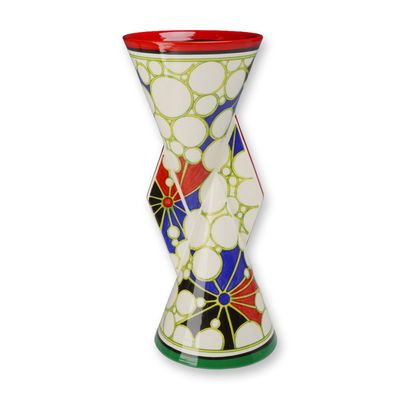 Sale Photo Thumbnail #7: Wedgwood Bizarre by Clarice Cliff Collection Limited Edition Sliced Circle Pattern Yo-Yo Vase