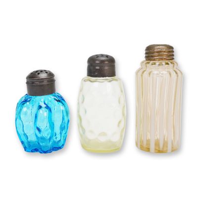 Sale Photo Thumbnail #82: Three Early American Pressed Glass Shakers, Victorian Era