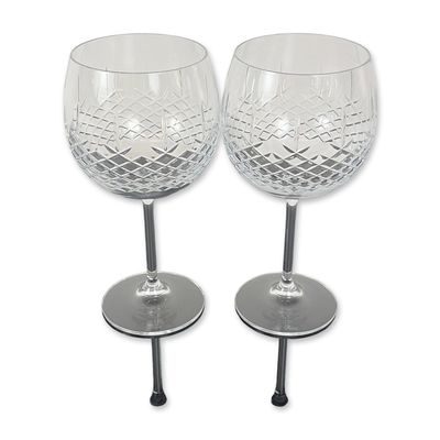 Sale Photo Thumbnail #223: Pair of Ricci Cut Crystal Balloon Wine Glasses
