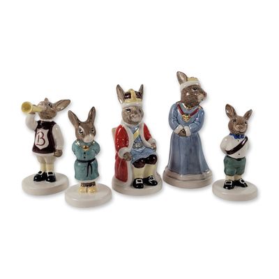 Sale Photo Thumbnail #338: 5pc Royal Doulton Bunnykins Royal Family Figurines