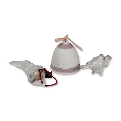 Sale Photo Thumbnail #20: 3pc Lladro Porcelain Glazed and Bisque Ornaments