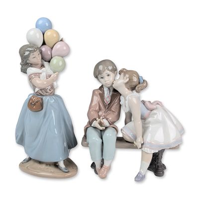 Sale Photo Thumbnail #23: 2pc Lladro Glazed Porcelain Figurines, Ten and Growing 01007635 & Balloons for Sale 01005141