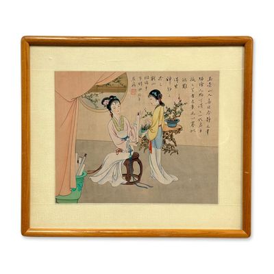 Sale Photo Thumbnail #312: Chinese Print Depicting Two Women in Traditional Clothing