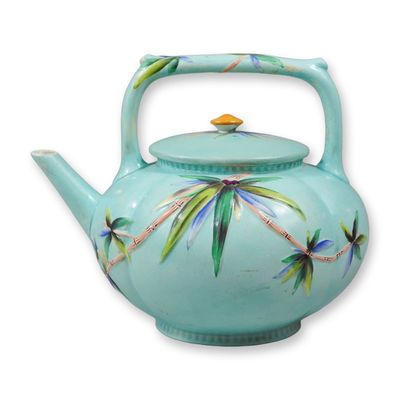Sale Photo Thumbnail #111: Wedgwood Majolica Bamboo Pattern Tropical Teapot