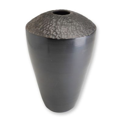 Sale Photo Thumbnail #124: Kiefer Signed Contemporary Textured Black Stoneware Vase