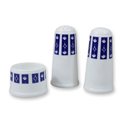 Sale Photo Thumbnail #131: Three-Piece Susie Cooper Fine Bone China Condiment Set in Mercury Pattern