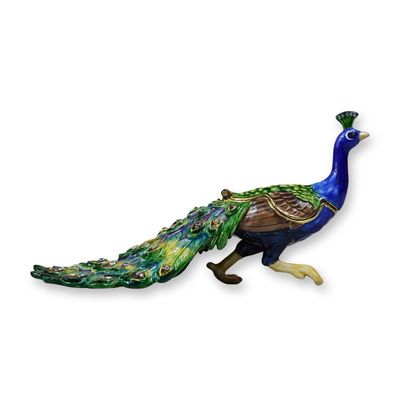 Sale Photo Thumbnail #202: Two Bejeweled and Enameled Peacock Items