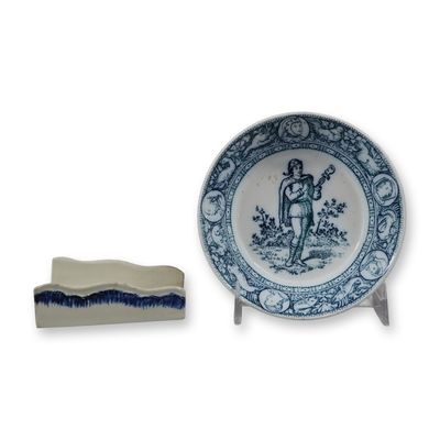 Sale Photo Thumbnail #408: 2pc Wedgwood Ceramic Items Including an Ivanhoe Dish and a Shell Edge Asparagus Holder