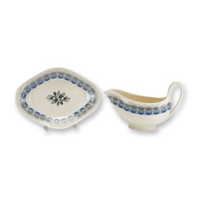 Sale Photo Thumbnail #108: 2pc Wedgwood Eric Ravilious Persephone Pattern Gravy Boat and Underplate