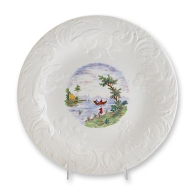 Sale Photo Thumbnail #246: Wedgwood Patrician Pattern Creamware Plate with River Scene