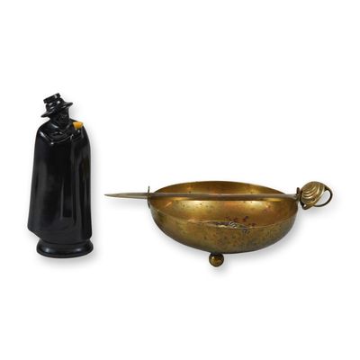 Sale Photo Thumbnail #462: Two Piece Lot including Royal Doulton Sandeman Don Sherry Bottle and Brass Heraldic Bowl with
