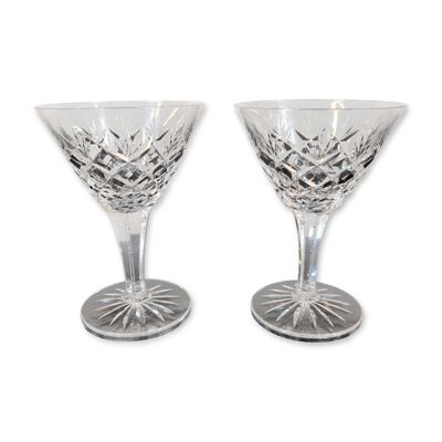 Sale Photo Thumbnail #220: Pair of Cut Crystal Stemmed Wine Glasses