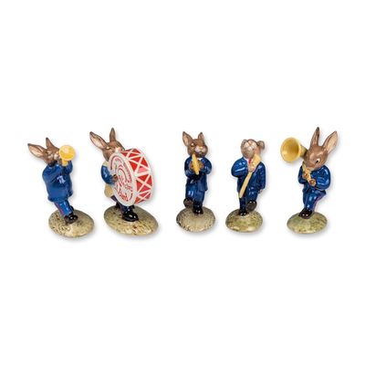 Sale Photo Thumbnail #38: 5pc Royal Doulton Bunnykins Blue Oompah Band Figurines
