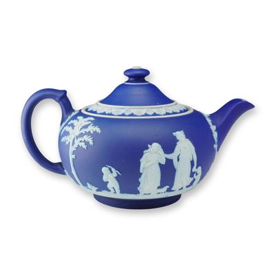 Sale Photo Thumbnail #88: Wedgwood Cobalt Blue Jasperware Lidded Teapot