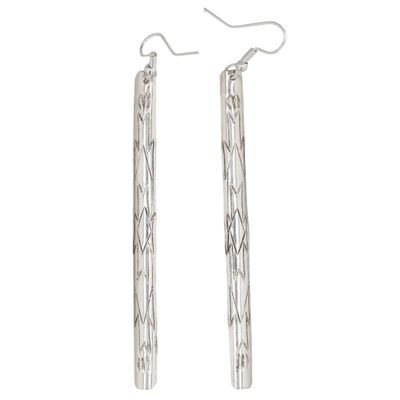 Sale Photo Thumbnail #193: Florence Tahe Navajo Sterling Stamped Bar Earrings