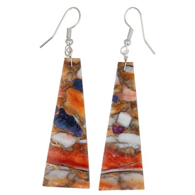 Sale Photo Thumbnail #358: Jameson Pete Navajo Sterling Spiny Oyster Slab Earrings
