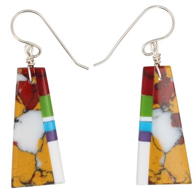 Sale Photo Thumbnail #450: Southwest Sterling Multi-Stone Slab Earrings