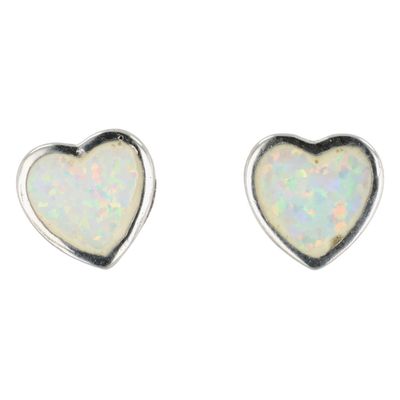 Sale Photo Thumbnail #173: Southwest Sterling Opal Heart Earrings