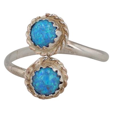 Sale Photo Thumbnail #99: Esther White Navajo Sterling Opal Ring Sz 4