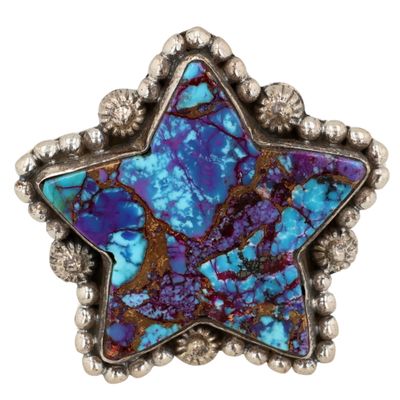 Sale Photo Thumbnail #457: HaDa Collection Sterling Purple Mohave Star Adjustable Ring