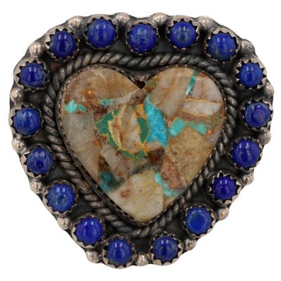 Sale Photo Thumbnail #334: HaDa Collection Sterling Multi-Stone Heart Adjustable Ring