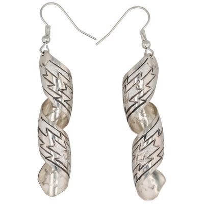 Sale Photo Thumbnail #575: Florence Tahe Navajo Sterling Stamped Spiral Earrings