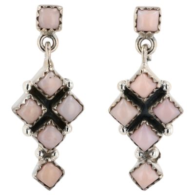Sale Photo Thumbnail #7: HaDa Collection Sterling Pink Opal Dangle Earrings