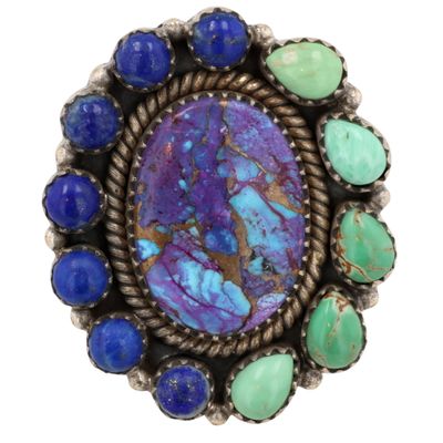 Sale Photo Thumbnail #563: HaDa Collection Sterling Multi-Stone Adjustable Ring