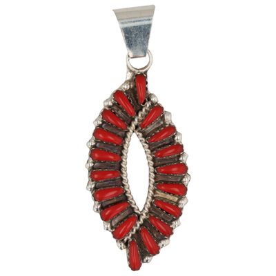 Sale Photo Thumbnail #582: Tamara Benally Navajo Sterling Coral Needlepoint Pendant