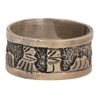 Sale Photo Thumbnail #399: Elaine Becenti Navajo Sterling Storyteller Ring Sz 7.25
