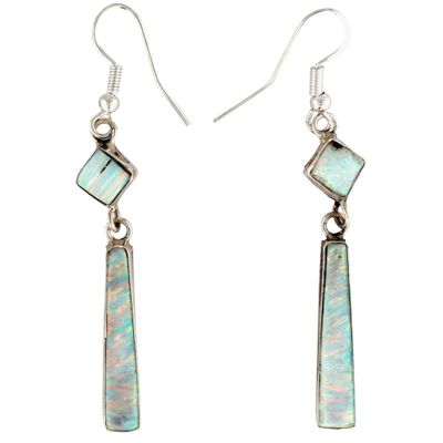 Sale Photo Thumbnail #230: Victor Thompson Navajo Sterling Opal Dangle Earrings