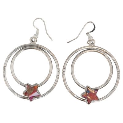 Sale Photo Thumbnail #235: HaDa Collection Sterling Pink Dahlia Hoop Earrings