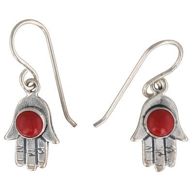 Sale Photo Thumbnail #350: Southwest Sterling Coral Hand Earrings