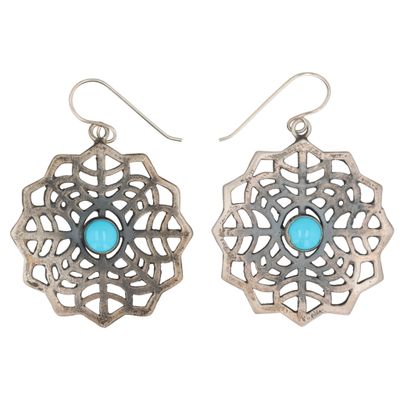 Sale Photo Thumbnail #429: Signed Southwest Sterling Kingman Turquoise Dangle Earrings