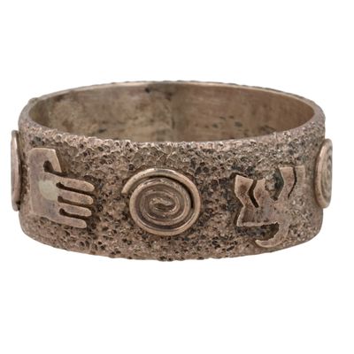 Sale Photo Thumbnail #182: Scott Skeets Navajo Sterling Petroglyph Ring Sz 6.5